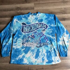 VTG Michigan Snowmobile T Shirt Fits Large Tie Dye 1999 Diggin The Snow Mackinaw